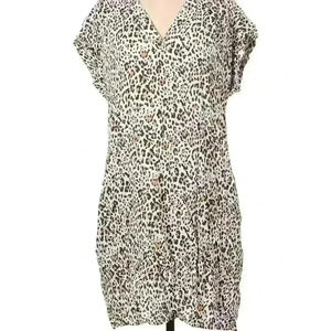 Gap V neck animal print short sleeve soft, comfy, versatile shirt dress-Large